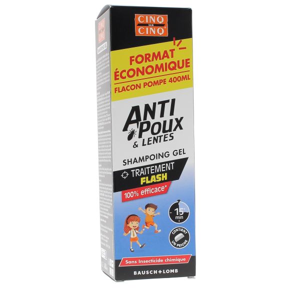 Shampooing Gel gegen Läuse & Nissen Cinq sur Cinq - Pumpflasche mit 400 ml + Kamm
