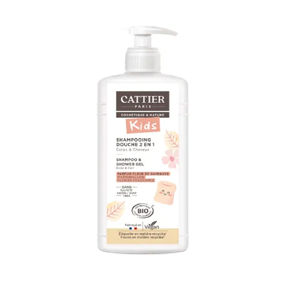 Shampoo-Duschgel 2 in 1 Malvenblüte Cattier - Pumpflasche 500 ml