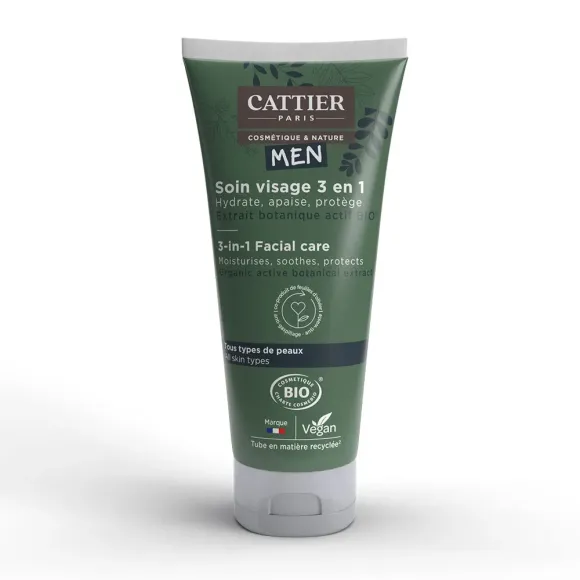 Herren Gesichtspflege 3 in 1 bio Cattier - Tube mit 50 ml