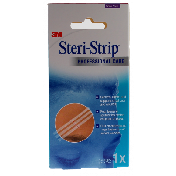 Steri-Strip Hautklebenaht 3M - Packung mit 5 Streifen von 3mm x 7,5cm