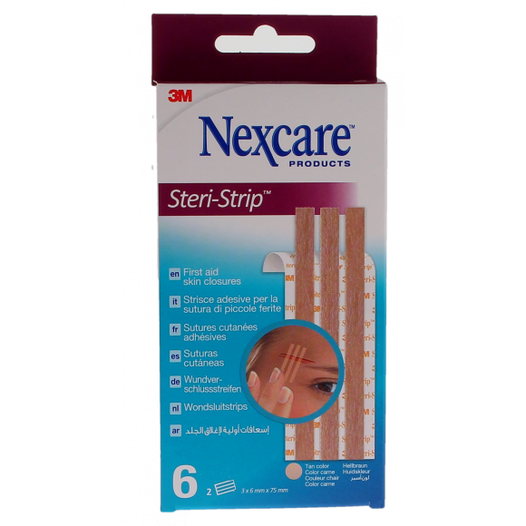 Steri-Strip Hautnähte Nexcare - Packung mit 6 Streifen von 6 mm x 75 mm