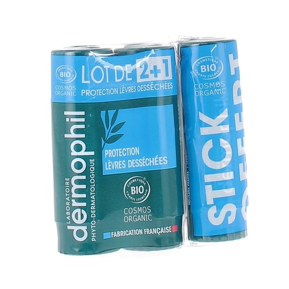 Lippenbalsam zum Schutz vor trockenen Lippen bio Dermophil - 2+1 gratis