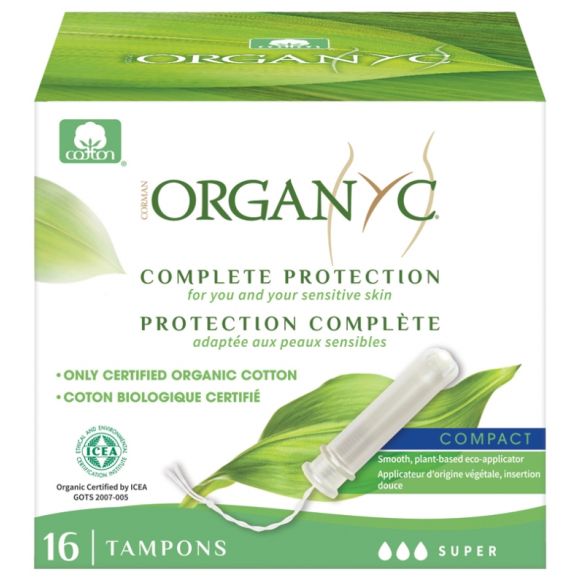 Vollständiger Schutz Organyc Super Tampons mit Applikator - Packung mit 16 Tampons