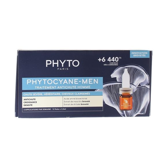 Anti-Haarausfall Behandlung für Männer Phytocyane Phyto - Box mit 12 Ampullen x 3,50 ml