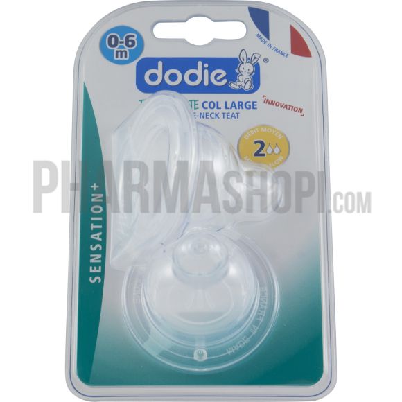 Flacher Sauger mit breiter Öffnung, mittlerer Durchfluss, 0-6 Monate, Dodie - 2 Sauger