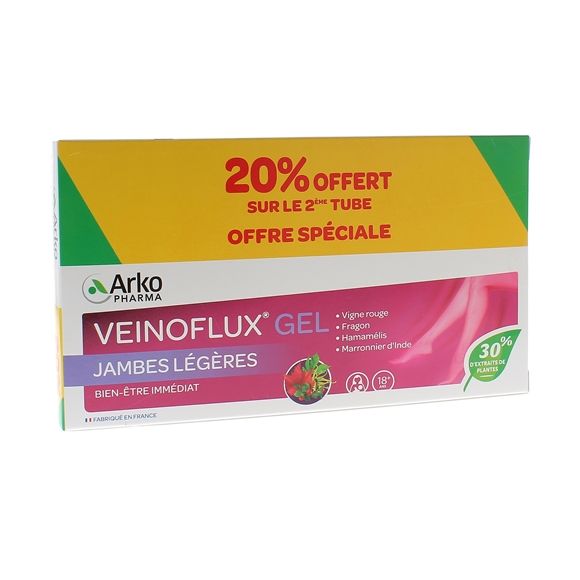 Veinoflux Gel für leichte Beine Arkopharma - 2 Tuben à 150 ml