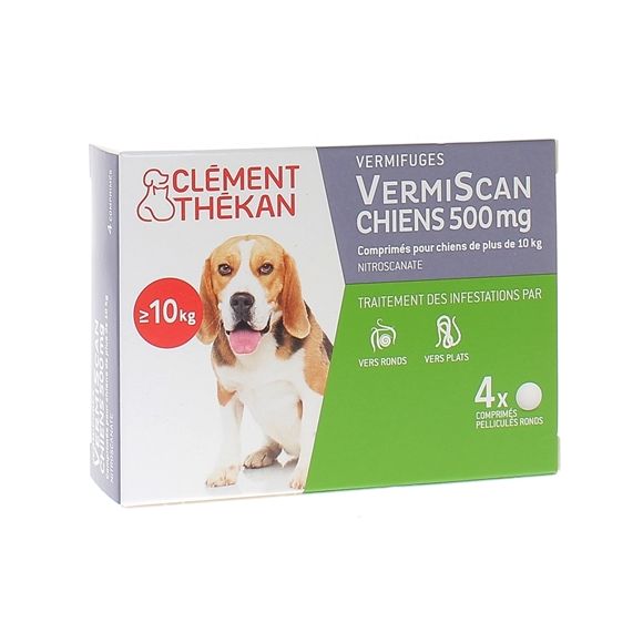 VermiScan Hunde 500 mg Clément thékan - 4 überzogene runde Tabletten