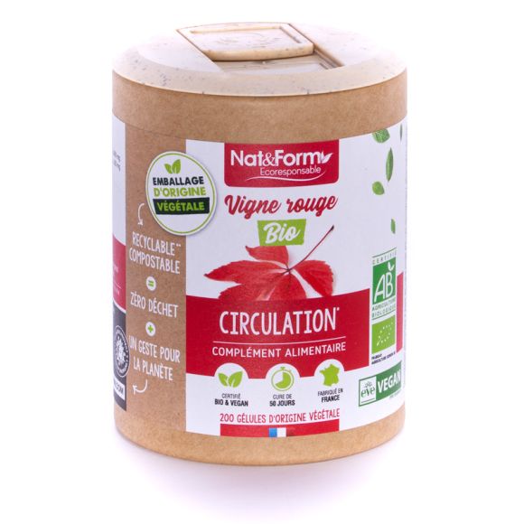 Bio-Rote Traube Ecoresponsable Nat&Form - Dose von 200 Kapseln