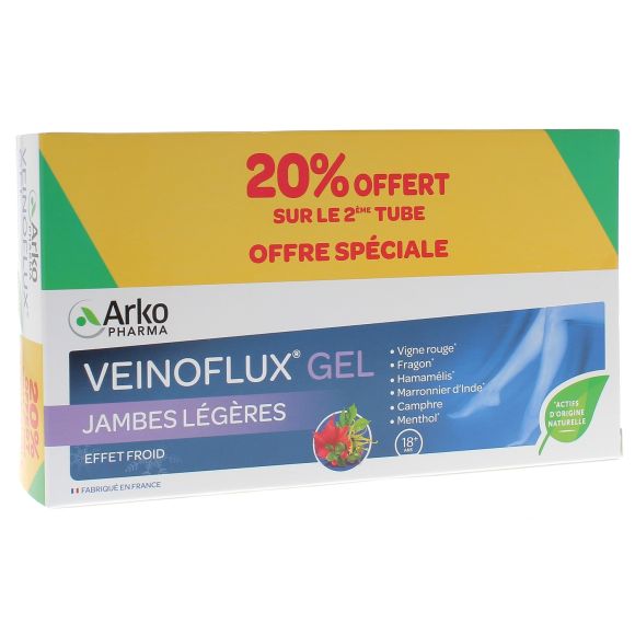 Veinoflux Gel leichte Beine Kühleffekt Arkopharma - 2er Pack mit 150 ml Tuben