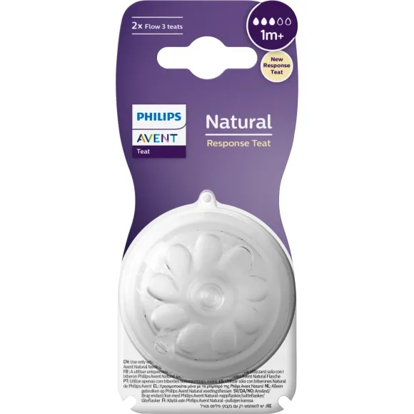Natural Response Sauger natural 2 Löcher langsamer Fluss 1 Monat + Avent - 2 Sauger
