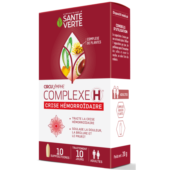 Circulymphe komplex H hämorrhoidale Krise Grüne Gesundheit - Packung mit 10 Zäpfchen