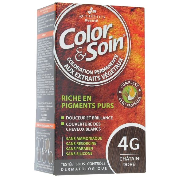 Farbe & Pflege permanente Haarfarbe Goldbraun 4G Les 3 Chênes - 1 Set
