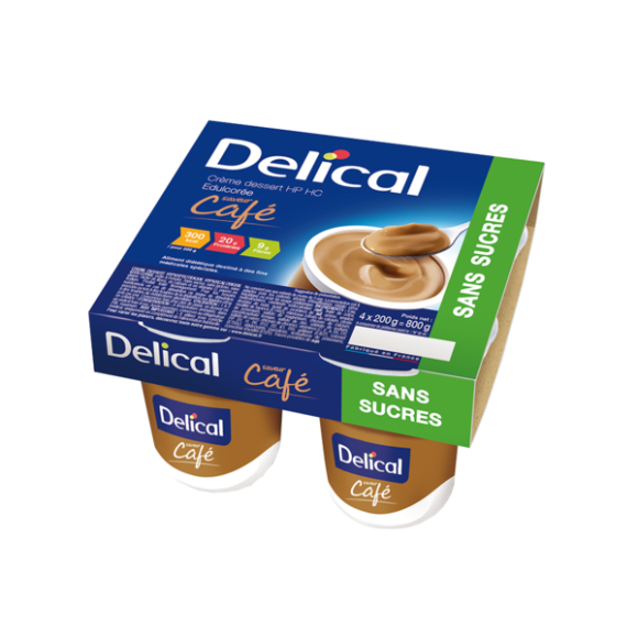 Delical Dessertcreme ohne Zucker Kaffee - 4 Becher à 200g