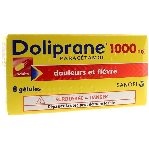 Doliprane 1000mg Kapseln - Packung mit 8 Kapseln