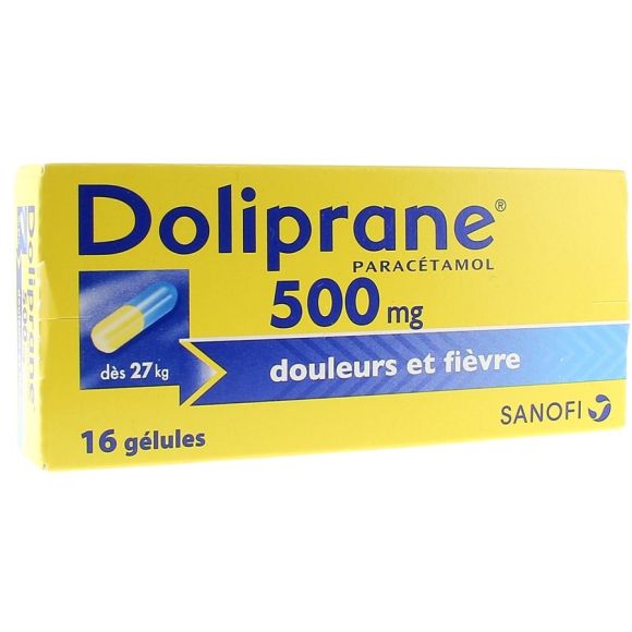 Doliprane 500mg Kapseln - Packung mit 16 Kapseln