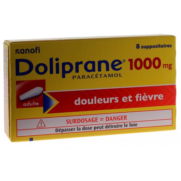 Doliprane 1000mg Zäpfchen - Packung mit 8 Zäpfchen