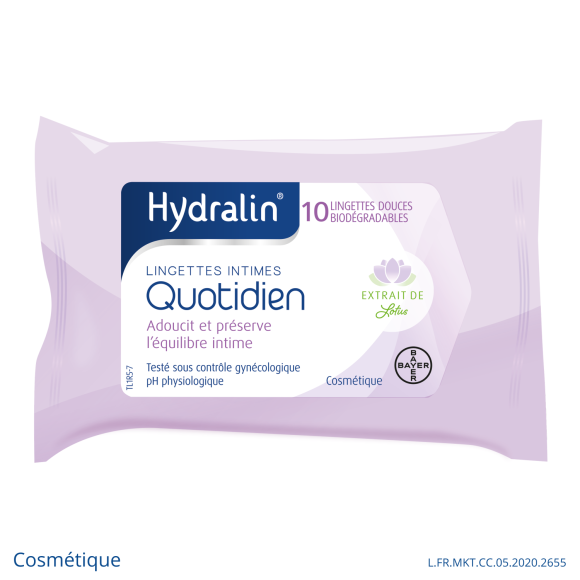 Hydralin beruhigende Intimpflegetücher - Packung mit 10 Tüchern