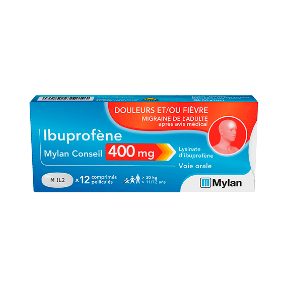 Ibuprofen 400 mg Mylan Filmtabletten - Packung mit 12 Tabletten