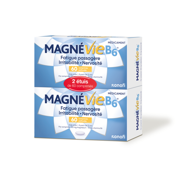 Magnévie B6 100mg/10mg - Packung mit 2x60 Filmtabletten