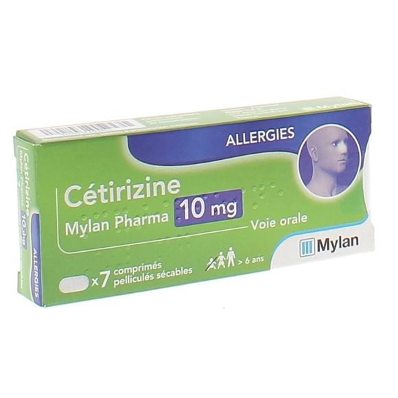 Ceterizin 10 mg Mylan Filmtabletten zum Teilen - Packung mit 7 Tabletten