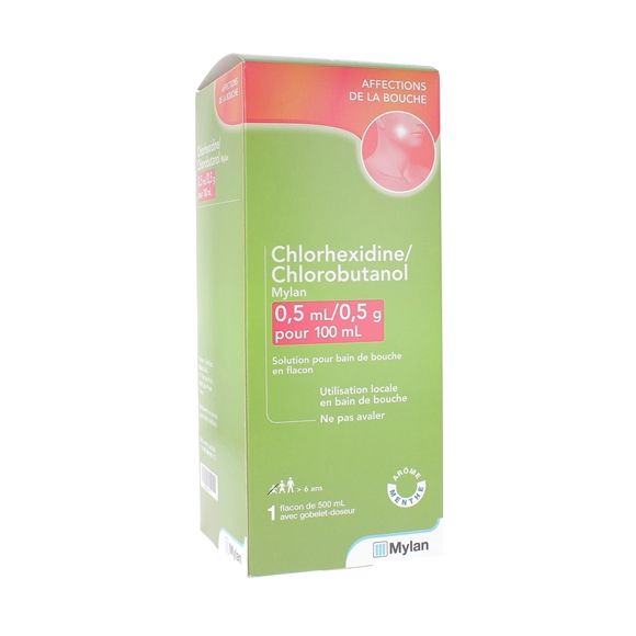 Chlorhexidin Chlorobutanol Mylan 0,5ml/0,5g Lösung zum Mundspülen - Flasche mit 500ml