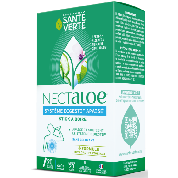 Nectaloe Trinkstick Gesundheit Grün - Box mit 20 Sticks