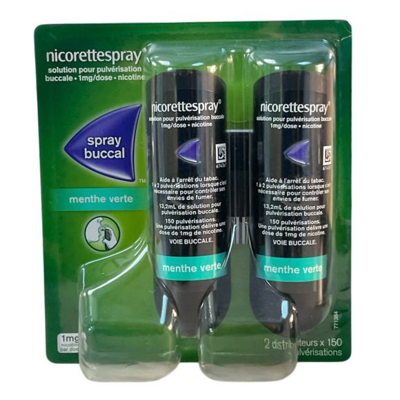 Nicorettespray 1 mg Mundspray grüne Minze - 2 Sprays mit 150 Sprühstößen