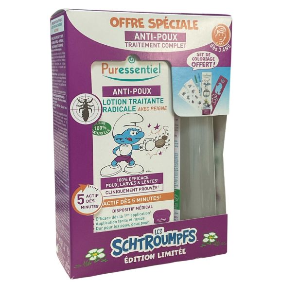 Anti-Läuse Komplettbehandlung Die Schlümpfe Limited Edition Puressentiel - Set mit 2 Produkten