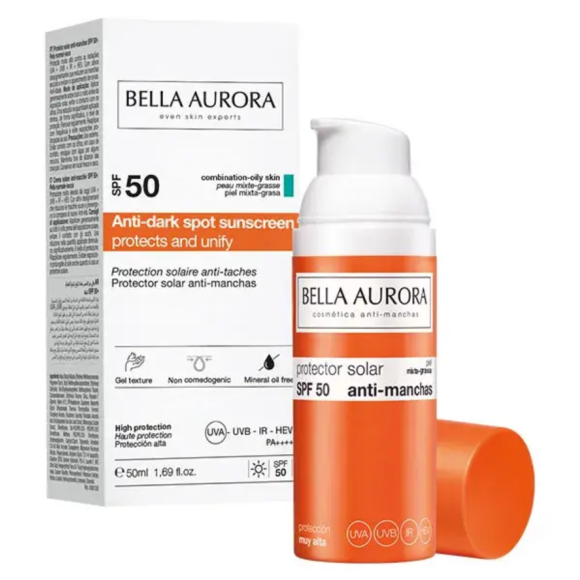 Sonnenschutzcreme gegen Flecken SPF50 Bella Aurora - Pumpflasche mit 50ml