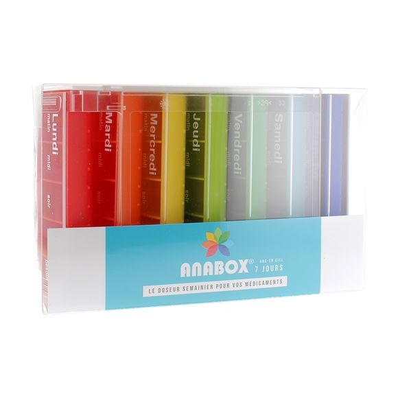Wöchentlicher Regenbogen-Tablettenbehälter Anabox - 1 Tablettenbehälter
