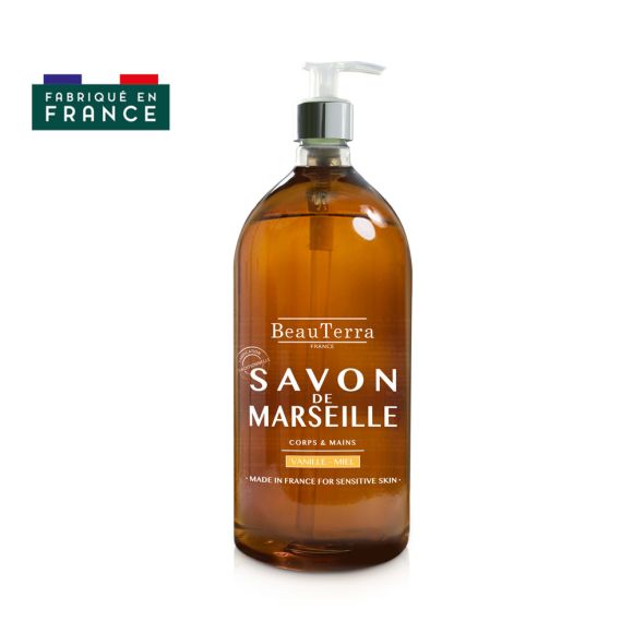 Marseiller Seife Vanille Honig Beauterra - Flasche 1L