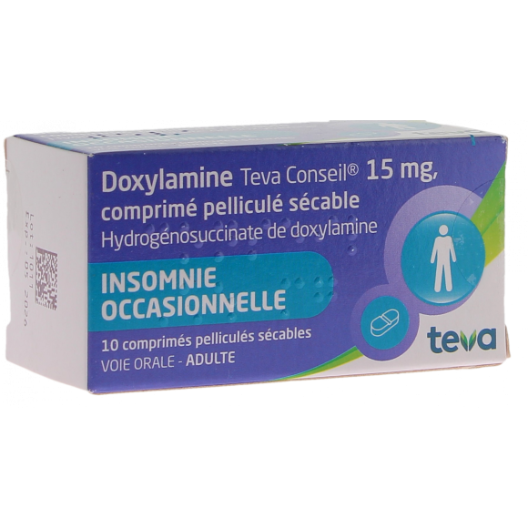 Doxylamin 15 mg Teva Filmtabletten, teilbar - Packung mit 10 Tabletten