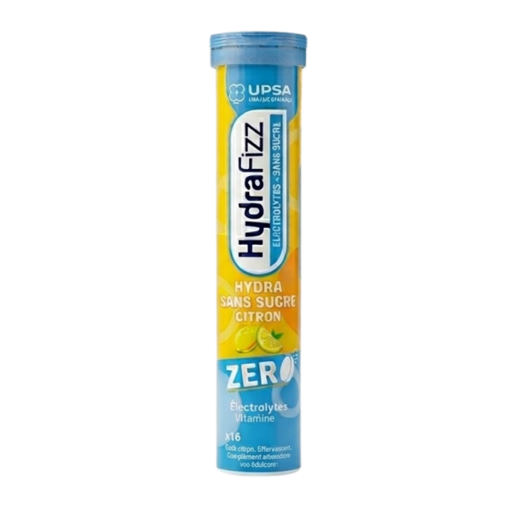 HydraFizz zuckerfreies Zitronenhydra ohne Zitronengeschmack Upsa - Tube mit 16 Brausetabletten