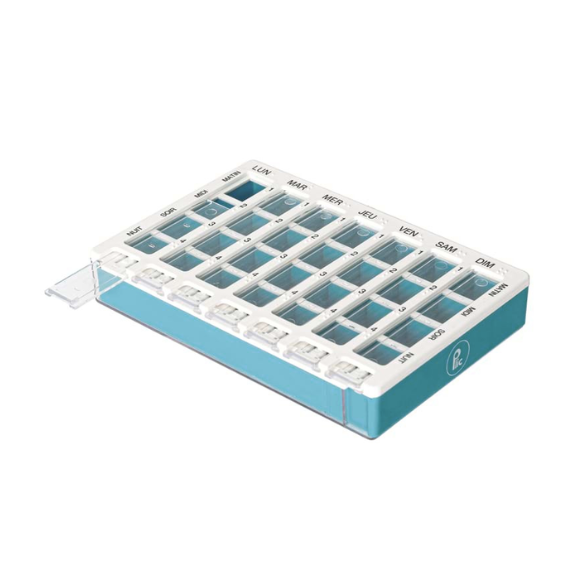 Wöchentlicher Pillenbehälter ergonomisches Tablett Plic care - 28 Fächer