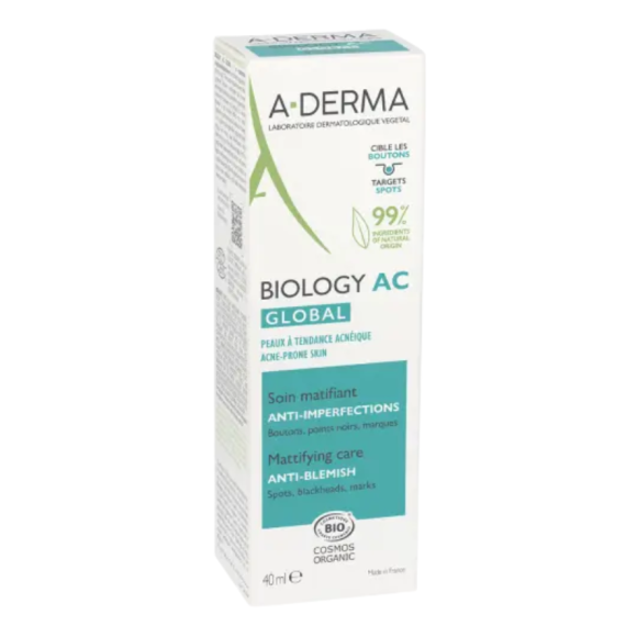Biologie ac global mattierende Pflege gegen Unreinheiten A-derma - Tube mit 40 ml