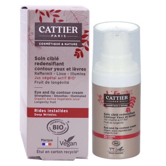Zielgerichtete, verdichtende Pflege für Augen- und Lippenkonturen Cattier - Pumpflasche mit 15 ml