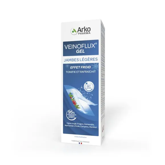 Gel für leichte Beine mit Kühleffekt Veinoflux Arkopharma - Tube mit 150 ml
