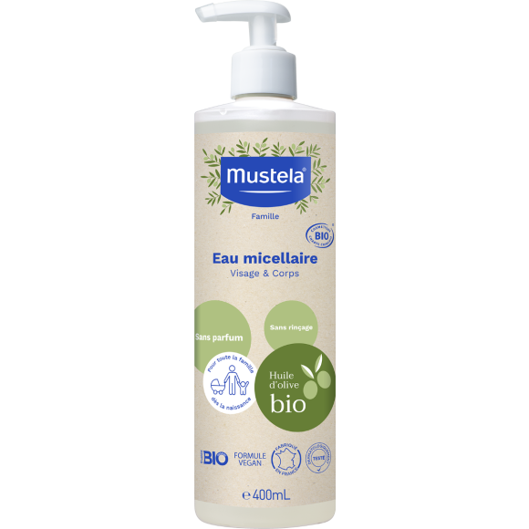 Bio-Mizellenwasser ohne Duft Mustela - Pumpflasche 400 ml