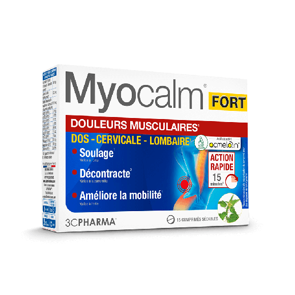 Myocalm Fort Muskelbeschwerden 3C Pharma - Packung mit 15 teilbaren Tabletten