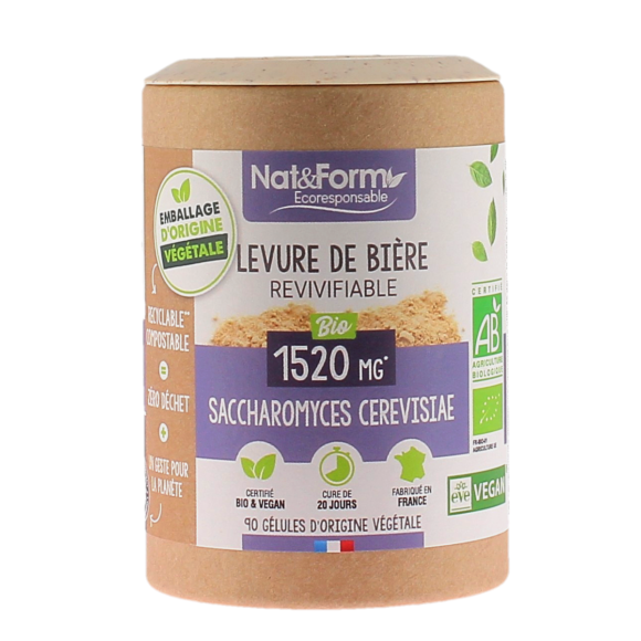 Bio rehydrierbare Bierhefe Nat&Form - Dose mit 90 Kapseln