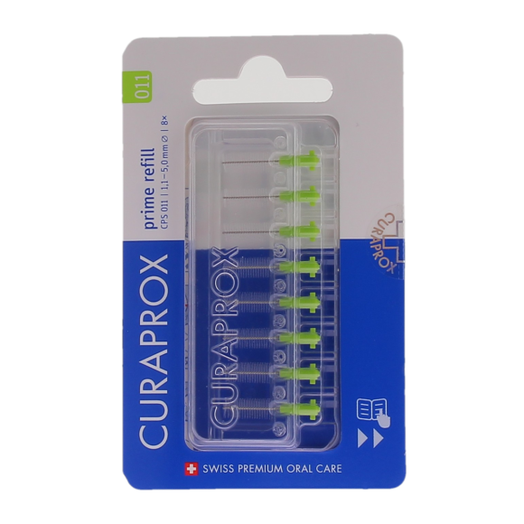 Prime Nachfüllpack für Interdentalbürsten Größe 011 Curaprox - Packung mit 8 Nachfüllungen