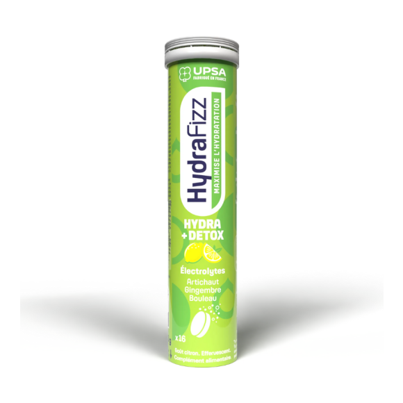HydraFizz hydra+detox Geschmack Zitrone Upsa - Tube mit 16 Brausetabletten
