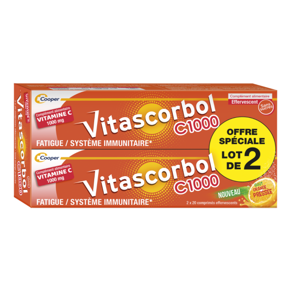 Vitascorbol C1000 Vitamin C Cooper - 2er Pack mit 20 Brausetabletten