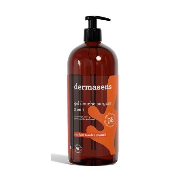 Dermasens überfettendes Duschgel 3in1 zarter Monoi-Duft Marke Verte - Pumpflasche 1L