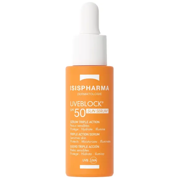 Uveblock SPF50 Serum mit dreifacher Wirkung Isispharma - Pipettenflasche mit 28ml