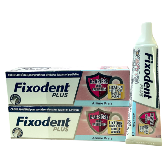 Fixodent Plus - Frische Aroma Anti-Partikel Klebercreme - 2er Pack mit 35g Tuben
