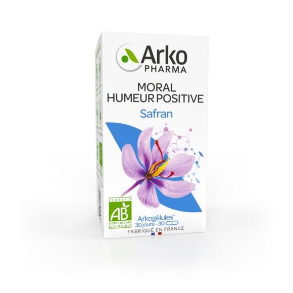 Arkogélules Safran moral Stimmung positive bio Arkopharma - Packung mit 30 Kapseln