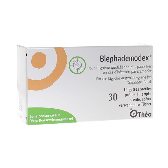 Blephademodex feuchte Tücher Augenlid-Hygiene Théa - Packung mit 30 Tüchern