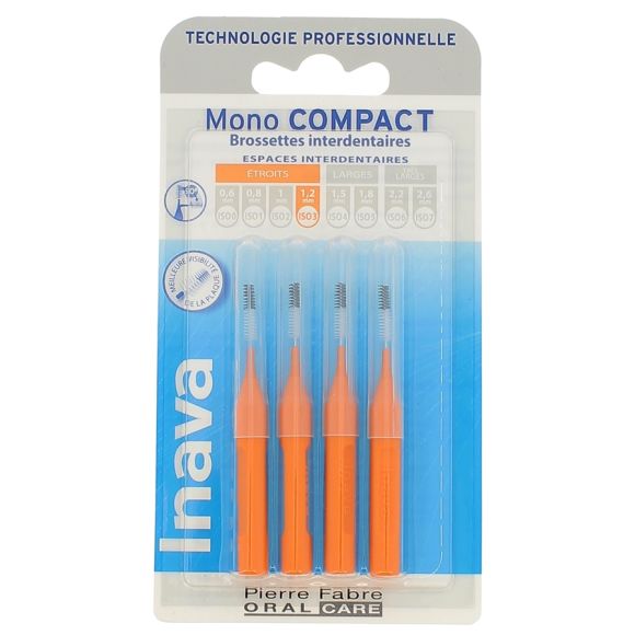 Interdentalbürsten Mono kompakt 1,2 mm ISO3 Inava - 4 Interdentalbürsten