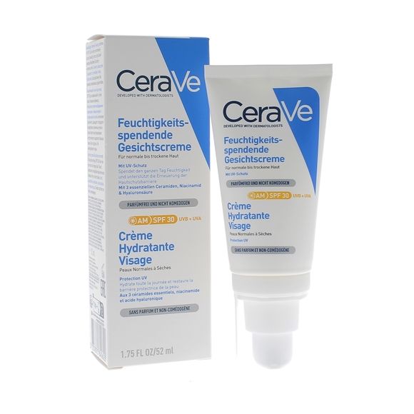Feuchtigkeitsspendende Gesichtscreme SPF 30 CeraVe - Tube mit 52 ml